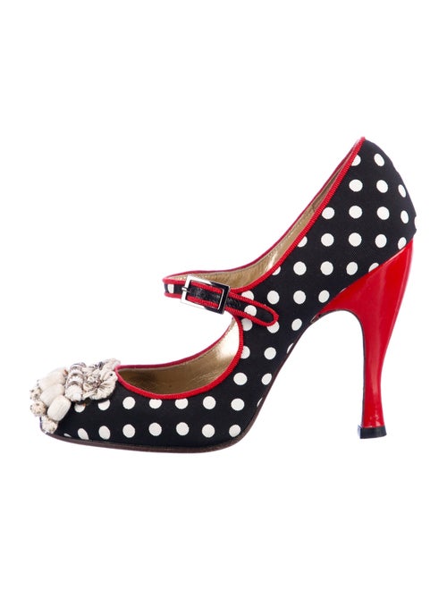 Christian Lacroix Polka Dot Print Beaded Accents Pumps