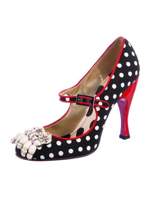 Christian Lacroix Polka Dot Print Beaded Accents Pumps