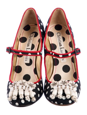 Christian Lacroix Polka Dot Print Beaded Accents Pumps