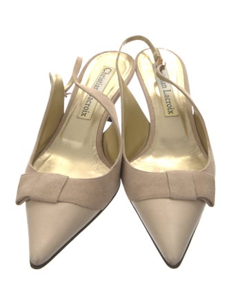 Christian Lacroix Suede Leather Trim Embellishment Slingback Sandals