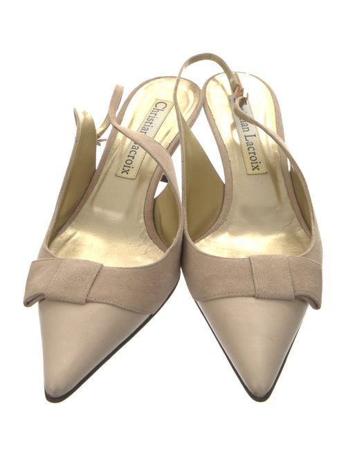 Christian Lacroix Suede Leather Trim Embellishment Slingback Sandals