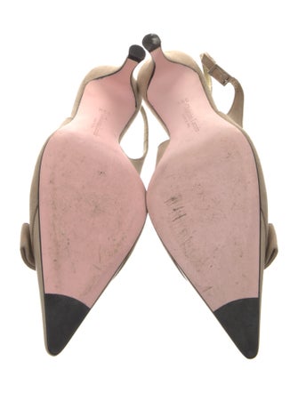 Christian Lacroix Suede Leather Trim Embellishment Slingback Sandals