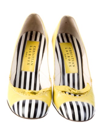 Christian Lacroix Leather Graphic Print Pumps