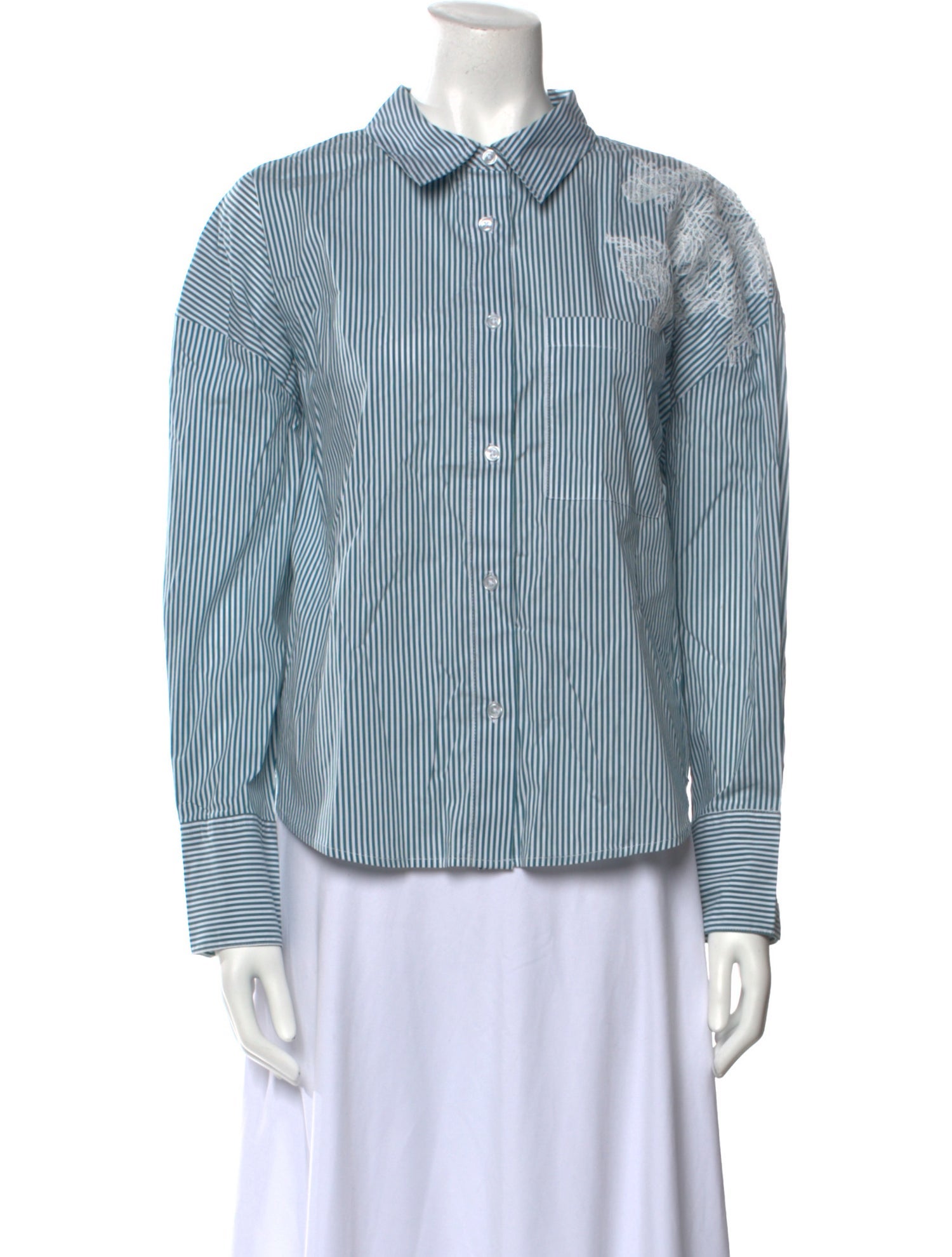 Christian Lacroix Striped Long Sleeve Button-Up Top w/ Tags