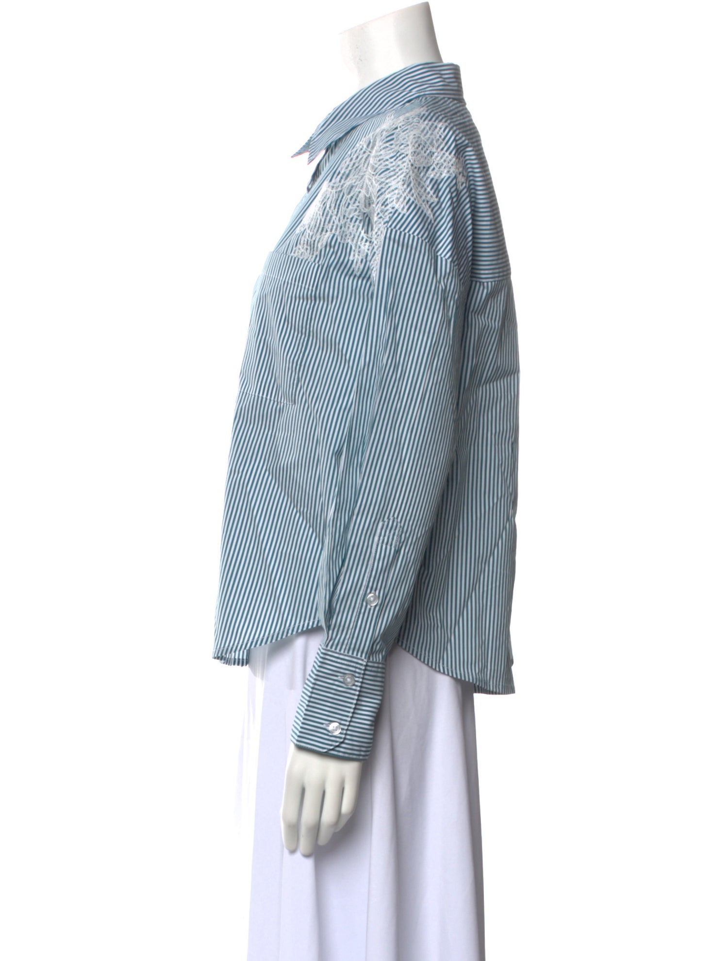 Christian Lacroix Striped Long Sleeve Button-Up Top w/ Tags