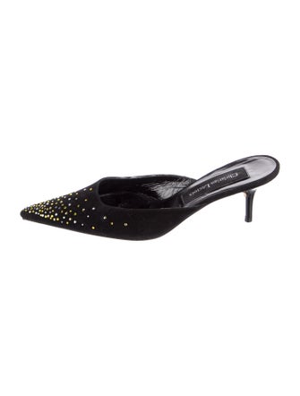 Christian Lacroix Suede Crystal Embellishments Mules