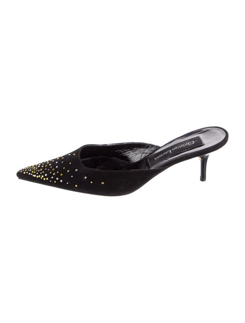 Christian Lacroix Suede Crystal Embellishments Mules