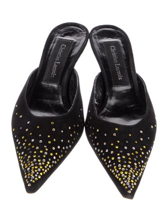 Christian Lacroix Suede Crystal Embellishments Mules