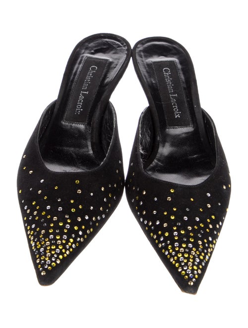 Christian Lacroix Suede Crystal Embellishments Mules