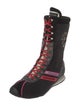 Christian Lacroix Velvet Graphic Print Lace-Up Boots