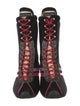 Christian Lacroix Velvet Graphic Print Lace-Up Boots