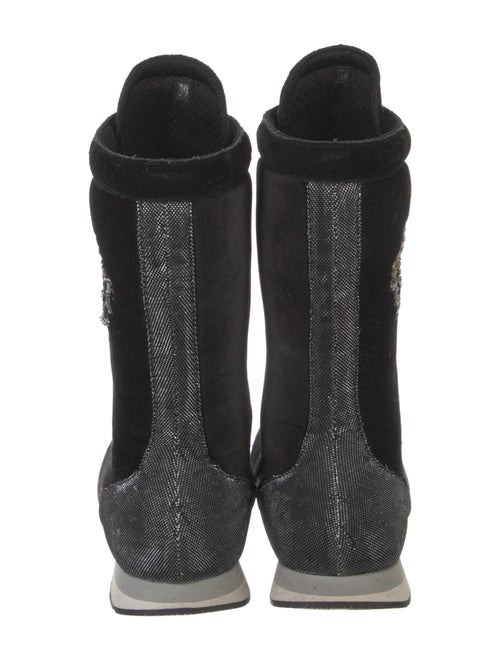 Christian Lacroix Velvet Graphic Print Lace-Up Boots