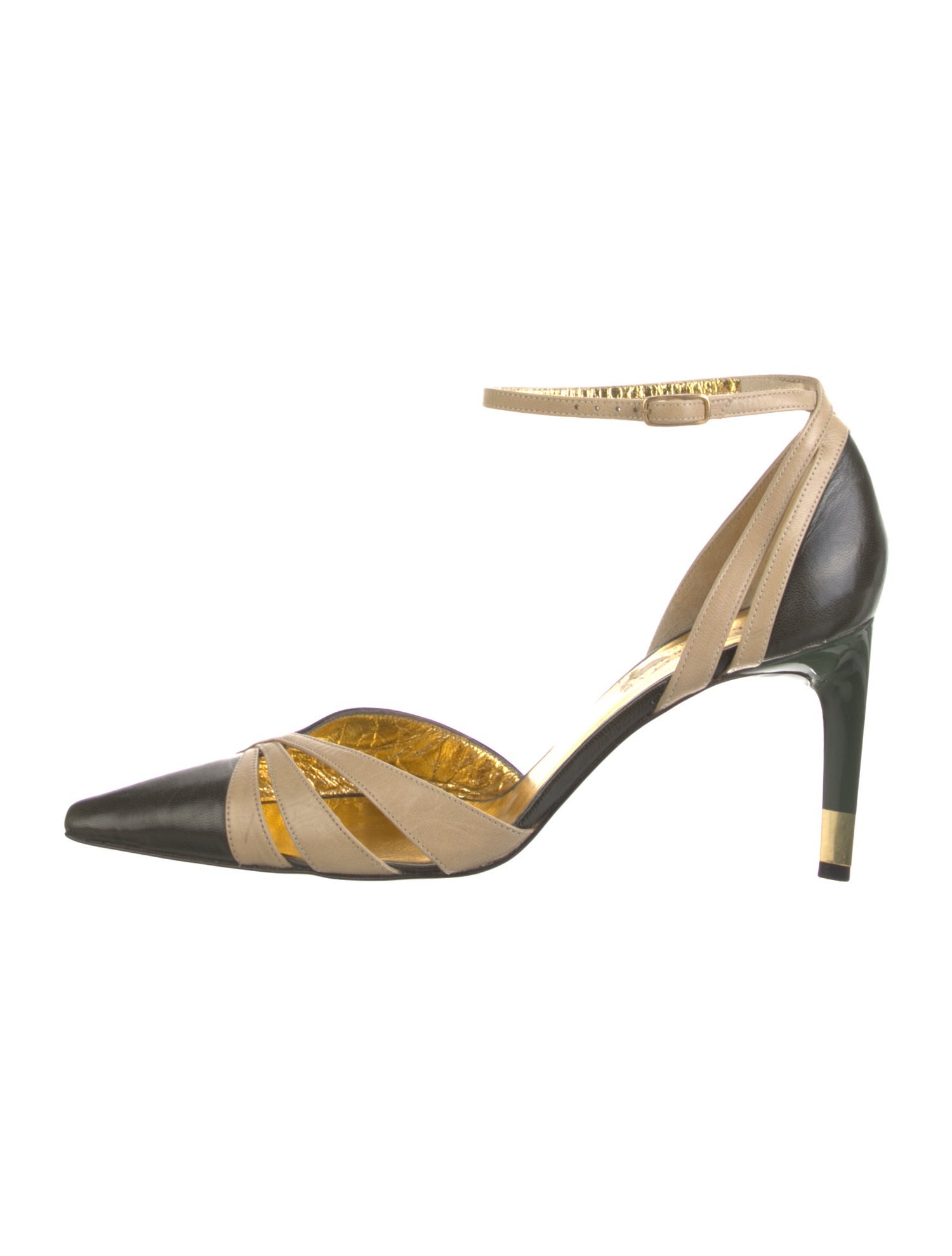 Christian Lacroix Leather Colorblock Pattern D'Orsay Pumps