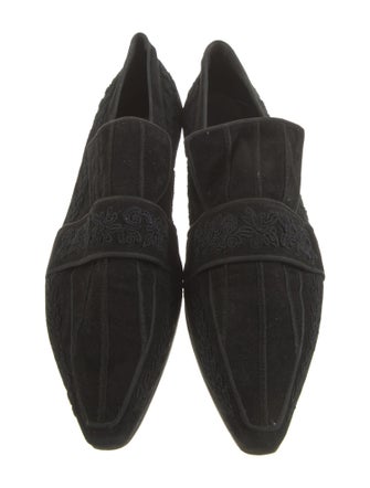 Christian Lacroix Suede Embroidered Accent Loafers