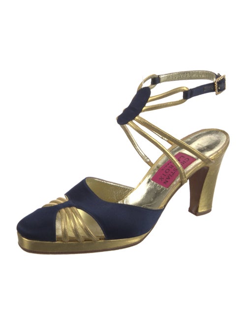 Christian Lacroix Satin Colorblock Pattern Slingback Pumps