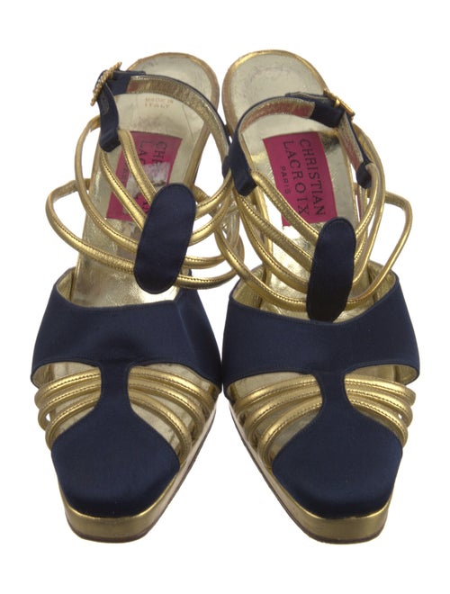 Christian Lacroix Satin Colorblock Pattern Slingback Pumps