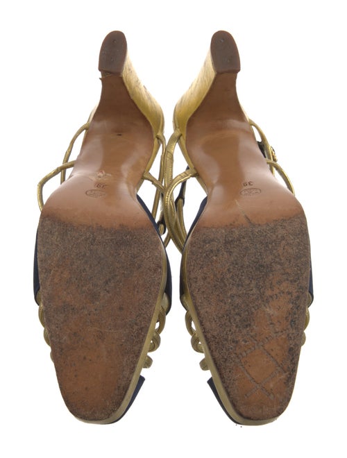 Christian Lacroix Satin Colorblock Pattern Slingback Pumps