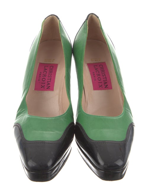 Christian Lacroix Patent Leather Embroidered Accent Pumps