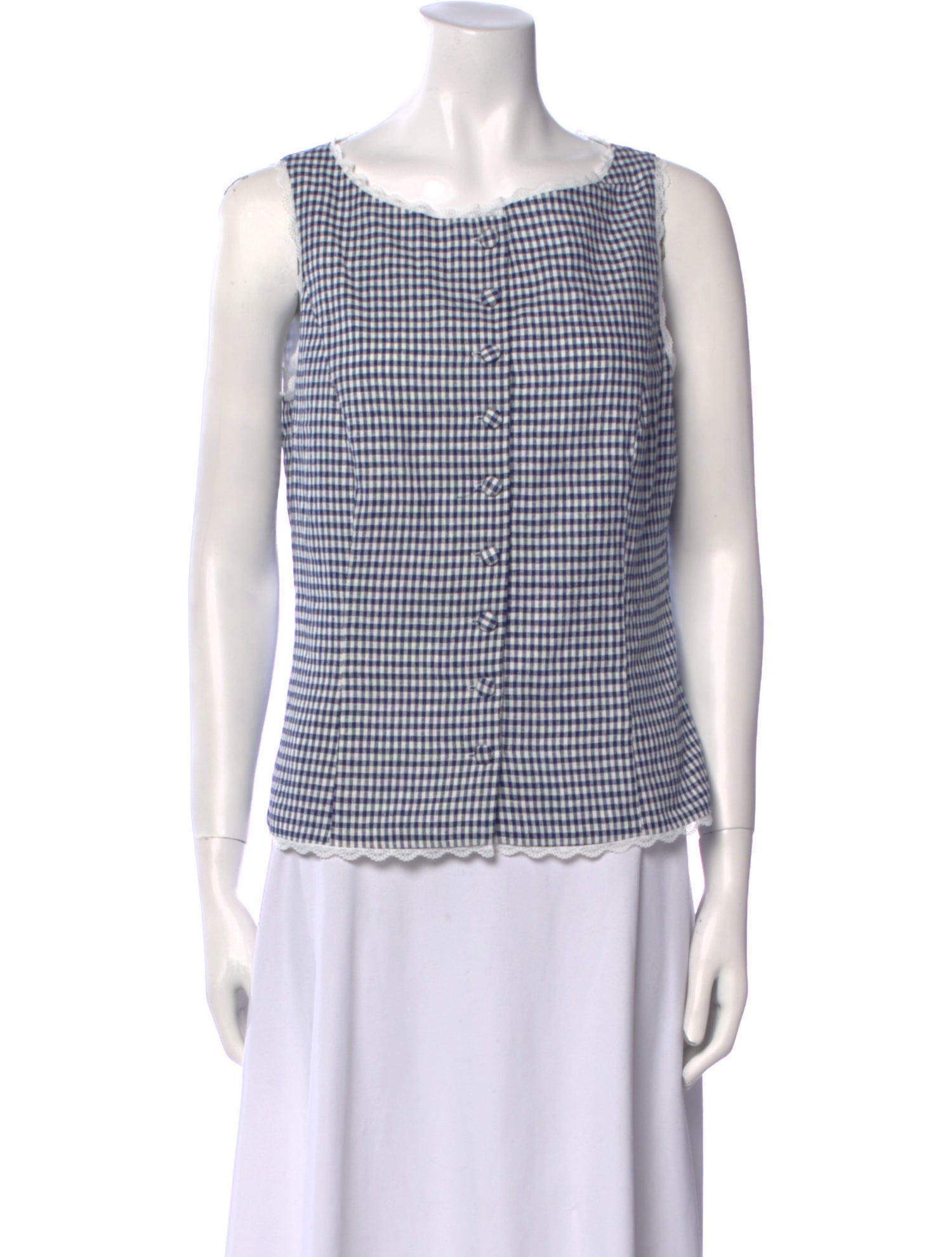 Christian Lacroix Plaid Print Square Neckline Top w/ Tags