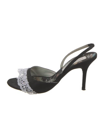 Christian Lacroix Canvas Lace Pattern Slingback Sandals