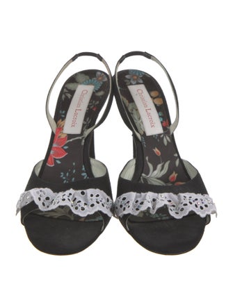 Christian Lacroix Canvas Lace Pattern Slingback Sandals