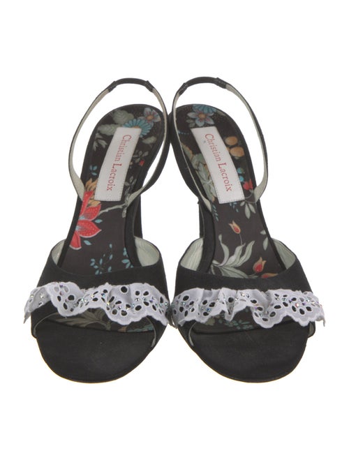Christian Lacroix Canvas Lace Pattern Slingback Sandals