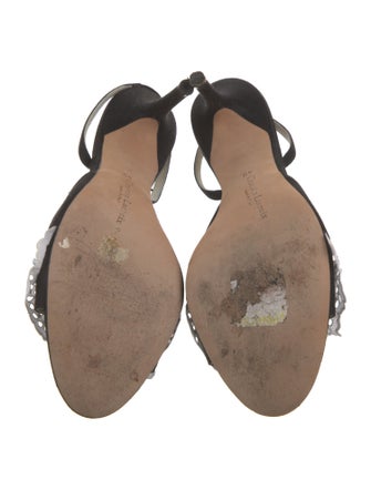 Christian Lacroix Canvas Lace Pattern Slingback Sandals