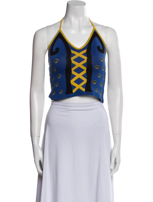 Christian Lacroix Printed Halterneck Crop Top