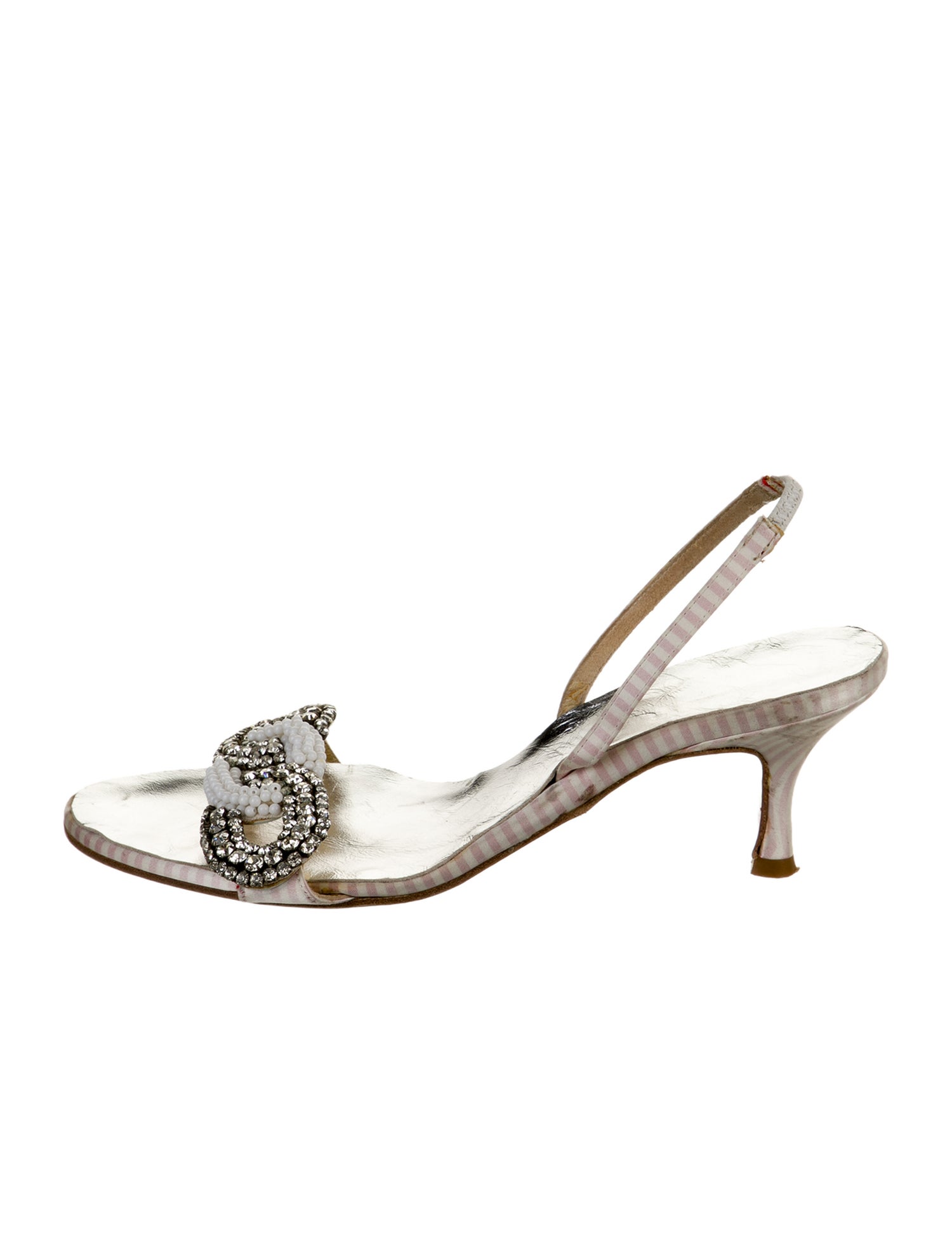 Christian Lacroix Satin Striped Slingback Sandals