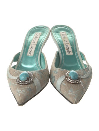 Christian Lacroix Canvas Floral Print Mules