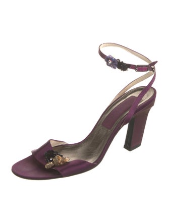 Christian Lacroix Satin Sequin Embellishments Sandals