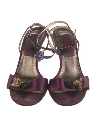 Christian Lacroix Satin Sequin Embellishments Sandals