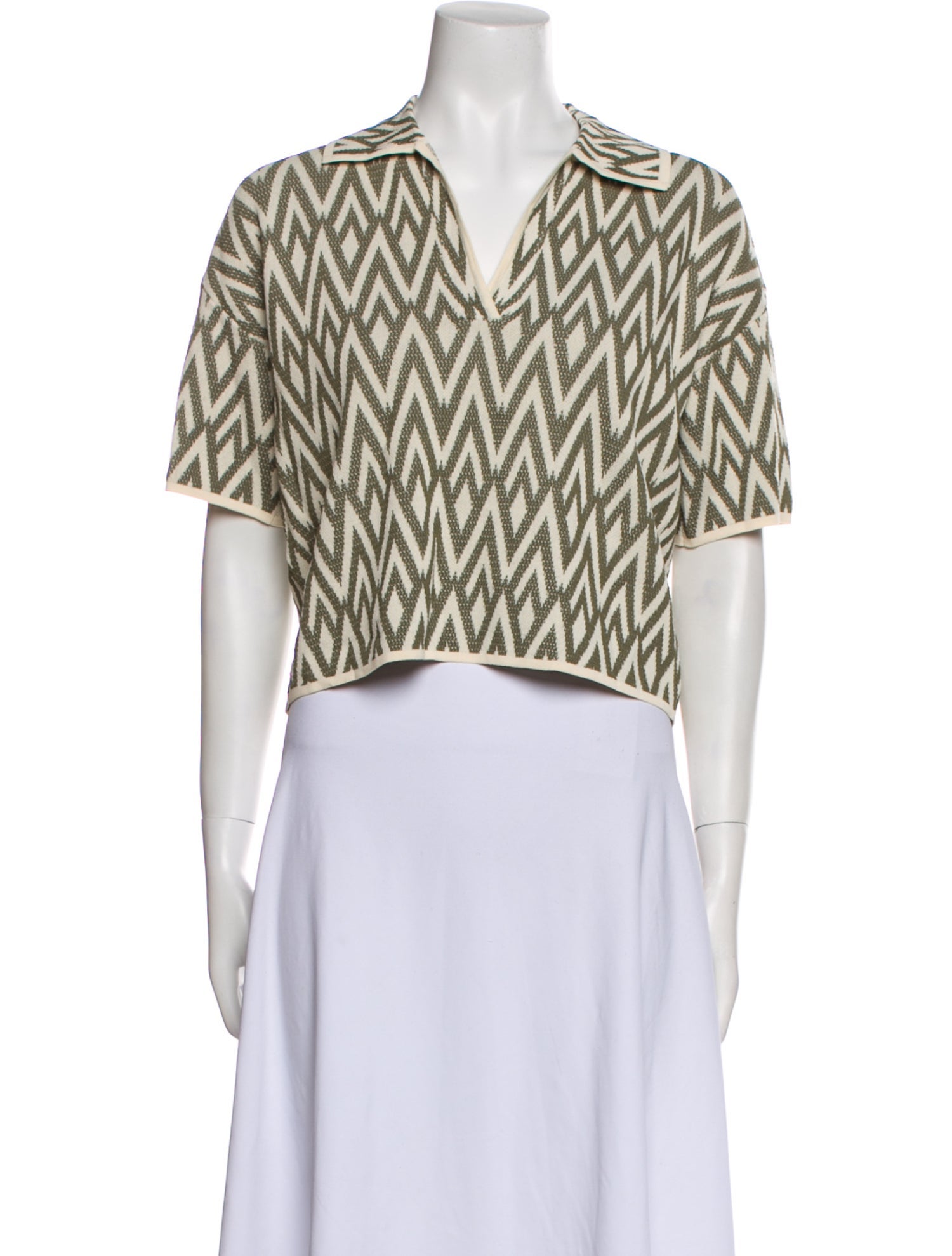 Christian Lacroix Printed V-Neck Crop Top w/ Tags