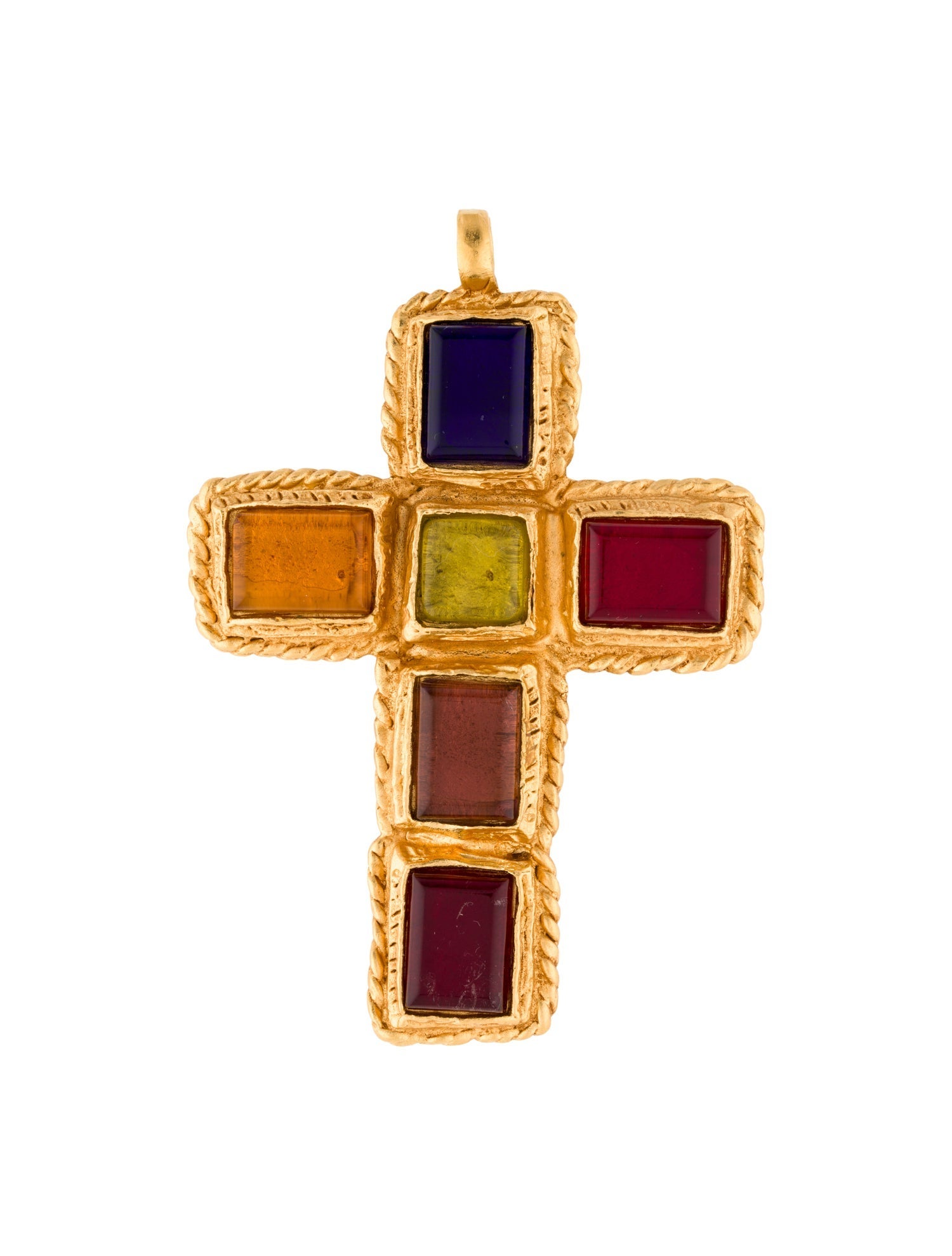 Christian Lacroix Vintage Resin Cross Pendant Brooch