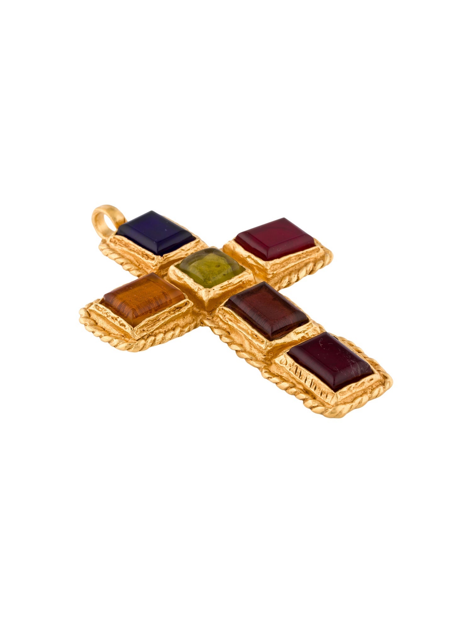 Christian Lacroix Vintage Resin Cross Pendant Brooch