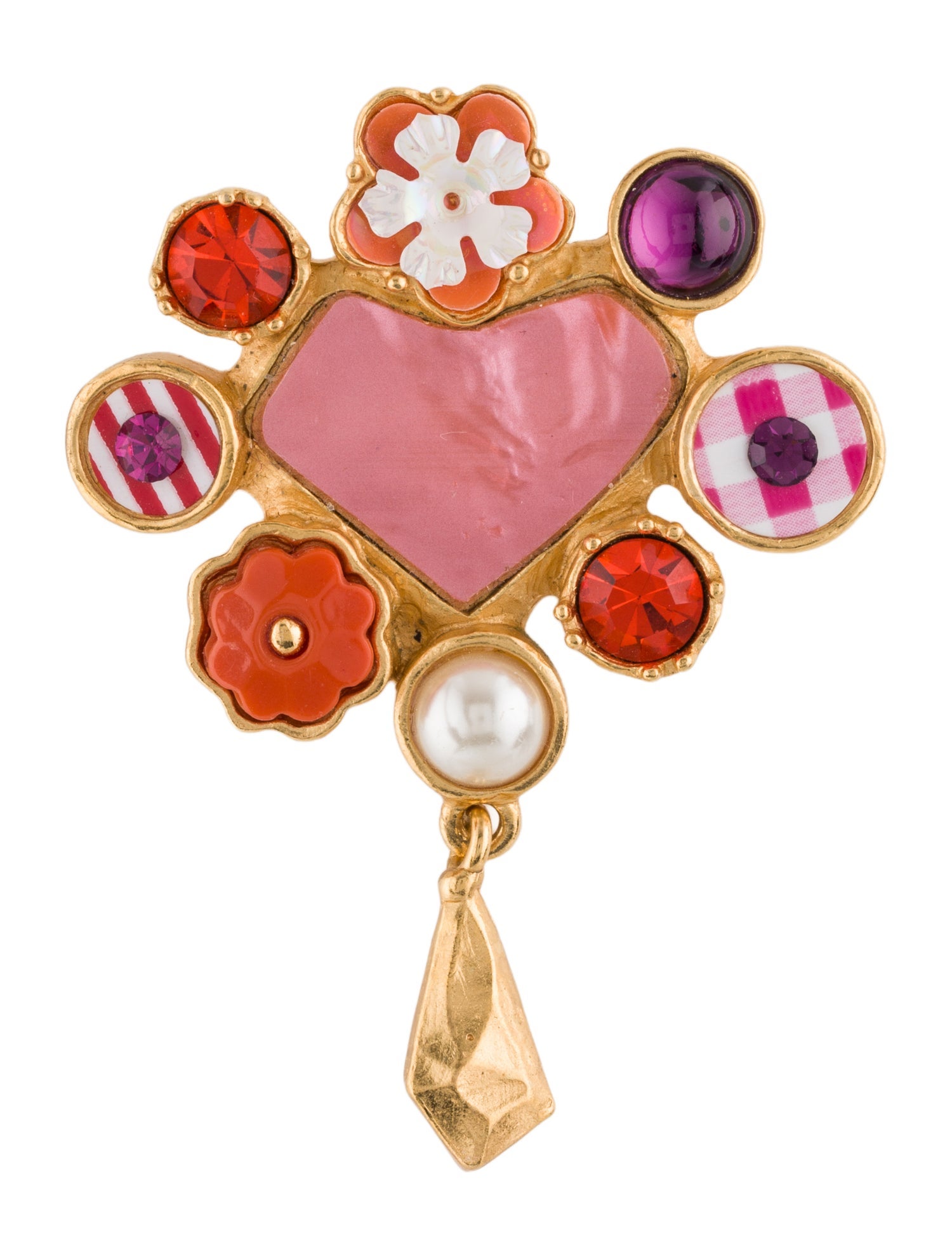 Christian Lacroix Vintage Crystal & Resin Brooch Pin