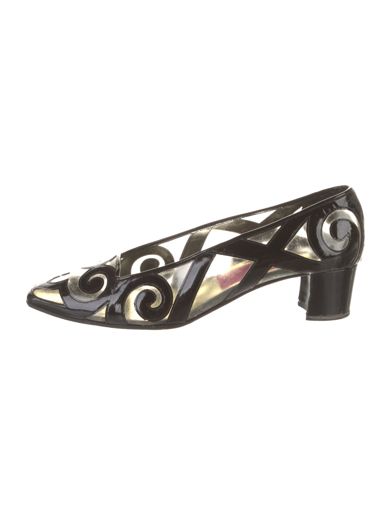 Christian Lacroix Patent Leather Colorblock Pattern Slingback Flats
