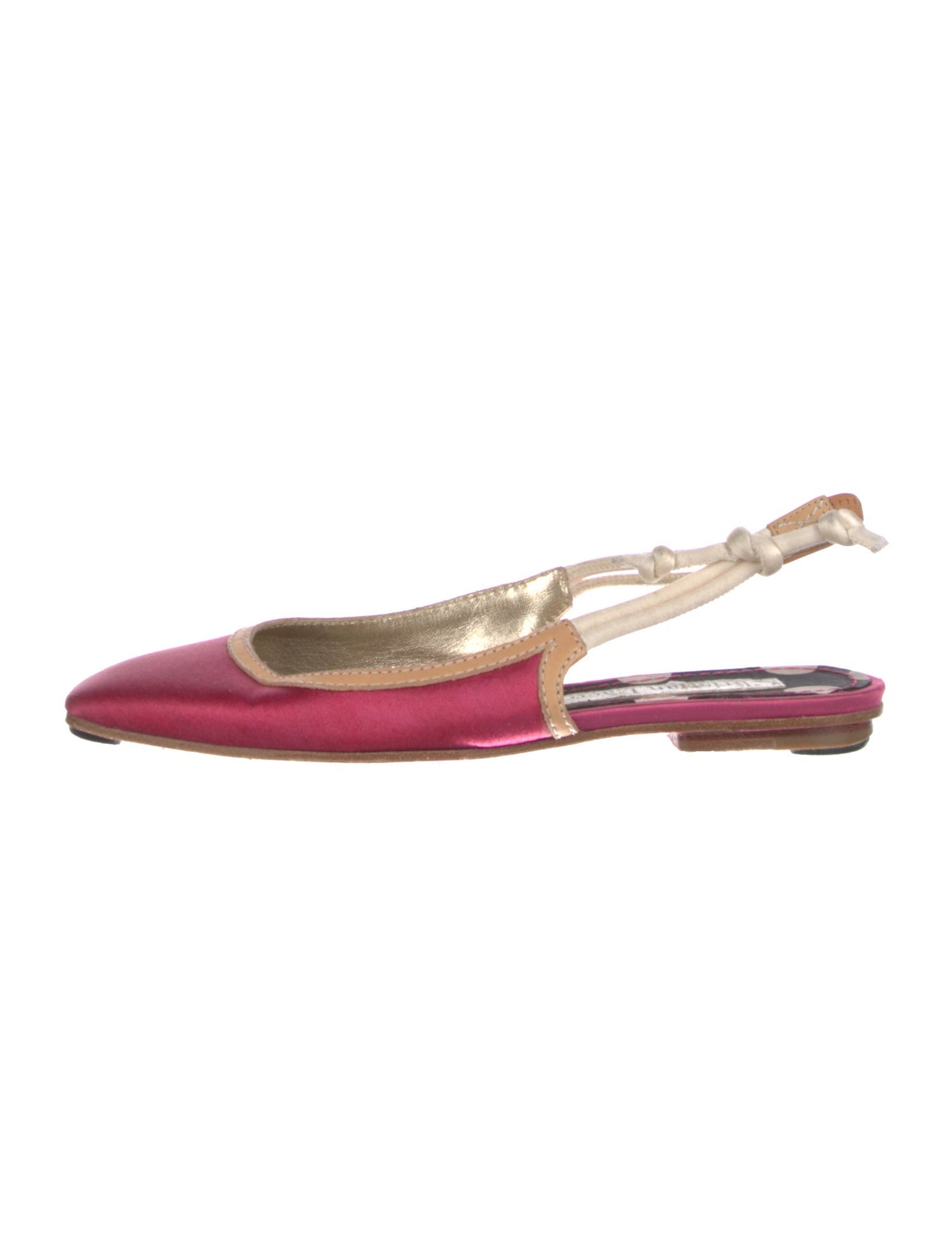 Christian Lacroix Satin Leather Trim Embellishment Slingback Flats