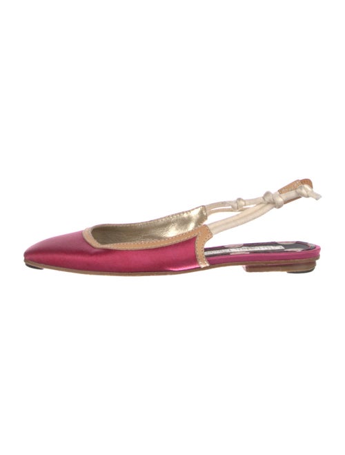Christian Lacroix Satin Leather Trim Embellishment Slingback Flats