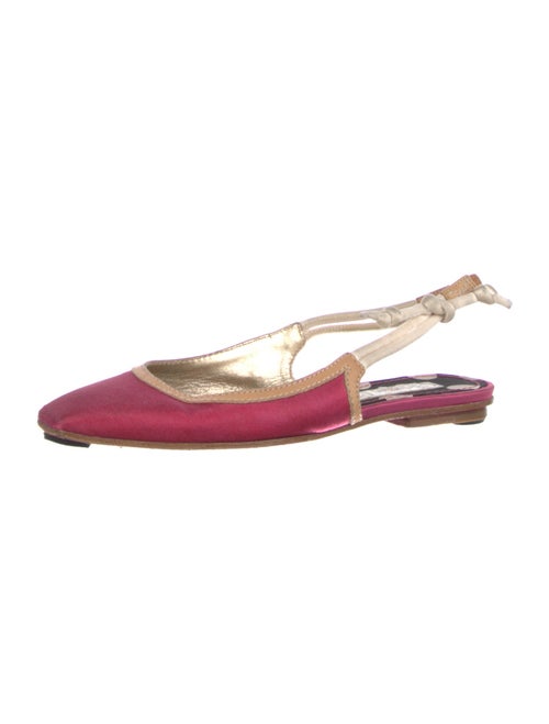 Christian Lacroix Satin Leather Trim Embellishment Slingback Flats