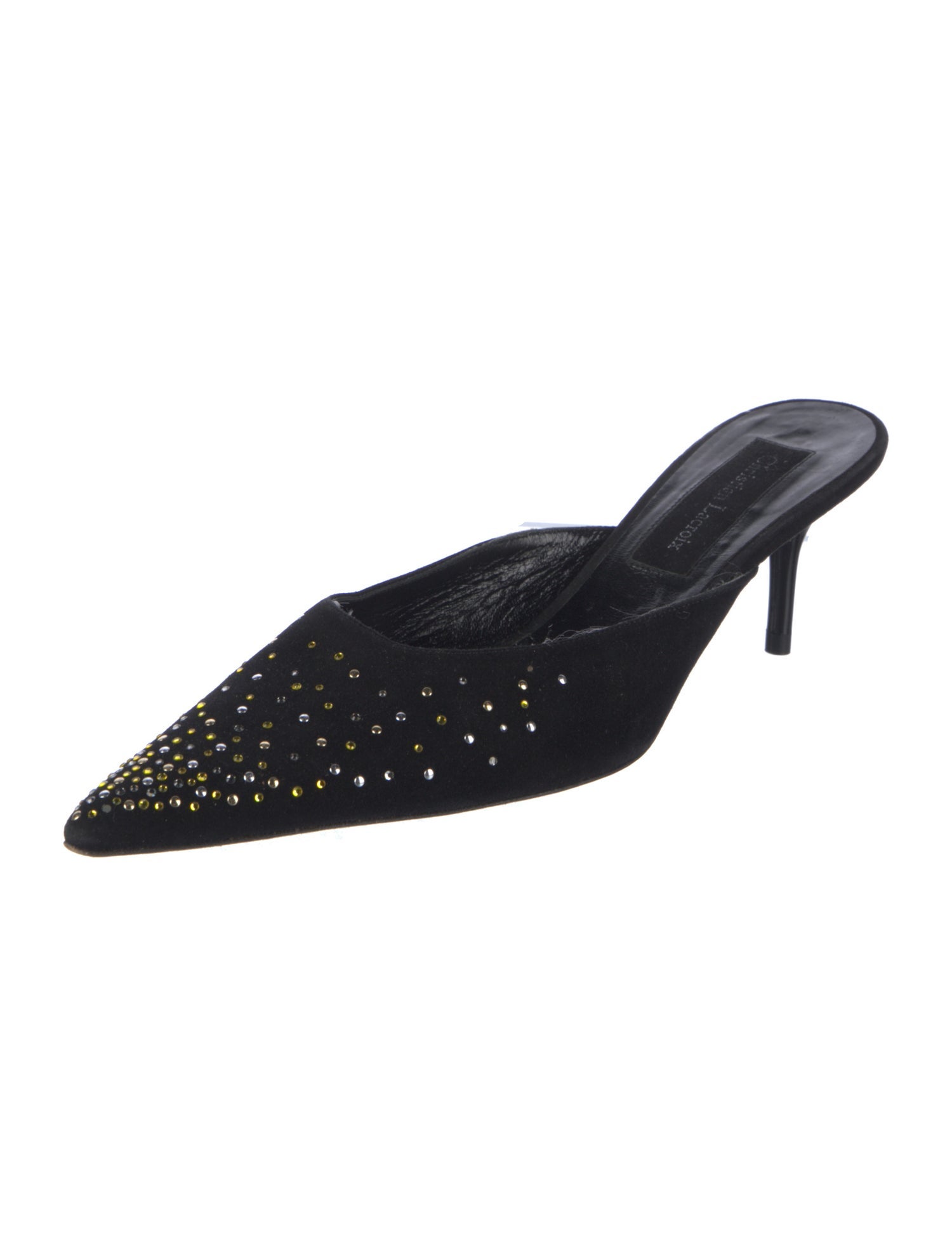 Christian Lacroix Suede Crystal Embellishments Mules