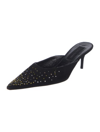 Christian Lacroix Suede Crystal Embellishments Mules