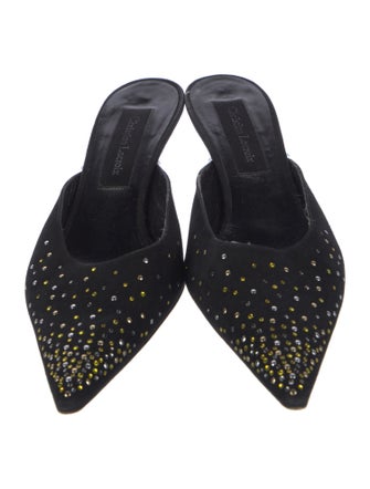 Christian Lacroix Suede Crystal Embellishments Mules
