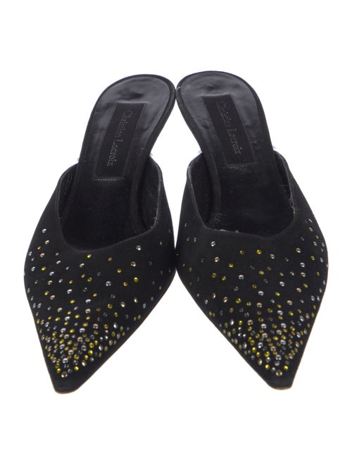 Christian Lacroix Suede Crystal Embellishments Mules