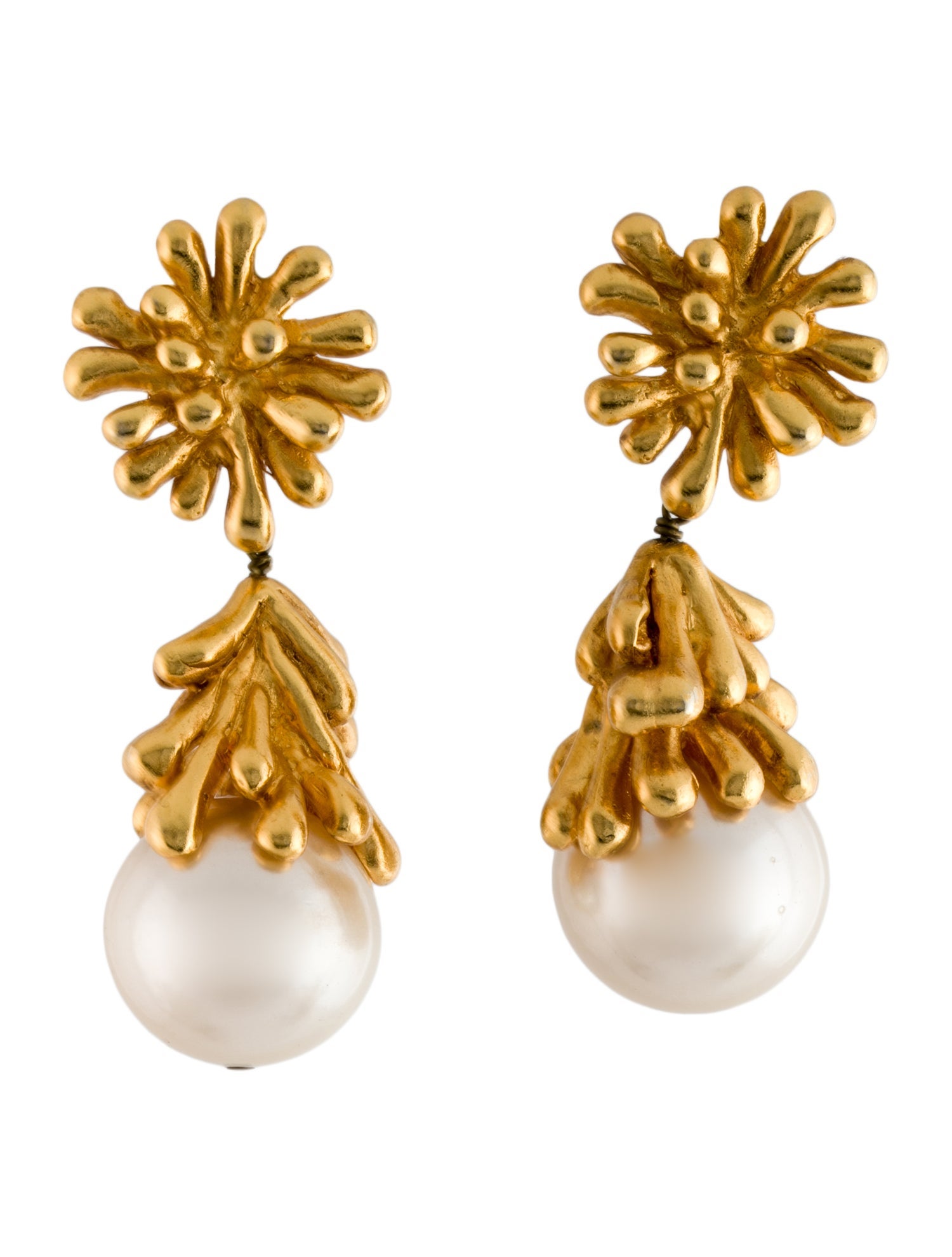 Christian Lacroix Vintage Faux Pearl Clip-On Drop Earrings