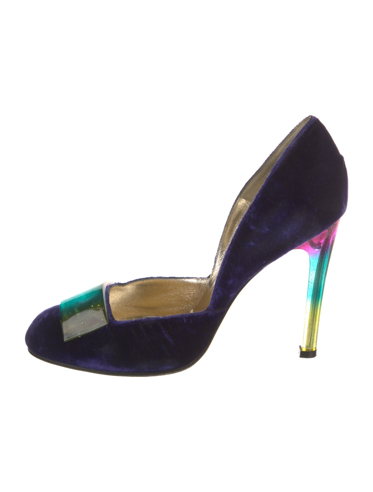 Christian Lacroix Velvet Printed D'Orsay Pumps