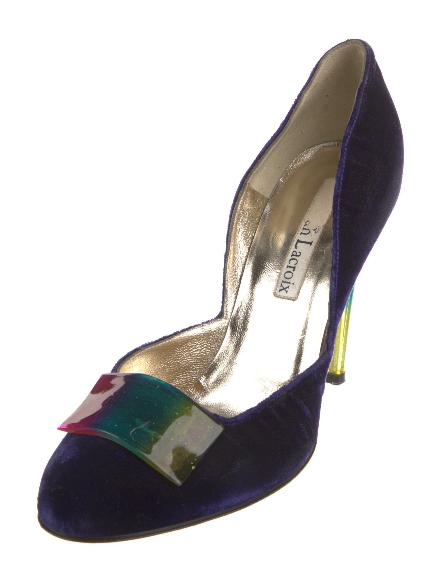 Christian Lacroix Velvet Printed D'Orsay Pumps