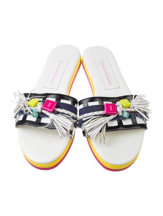 Christian Lacroix Printed Tassel Accents Slides