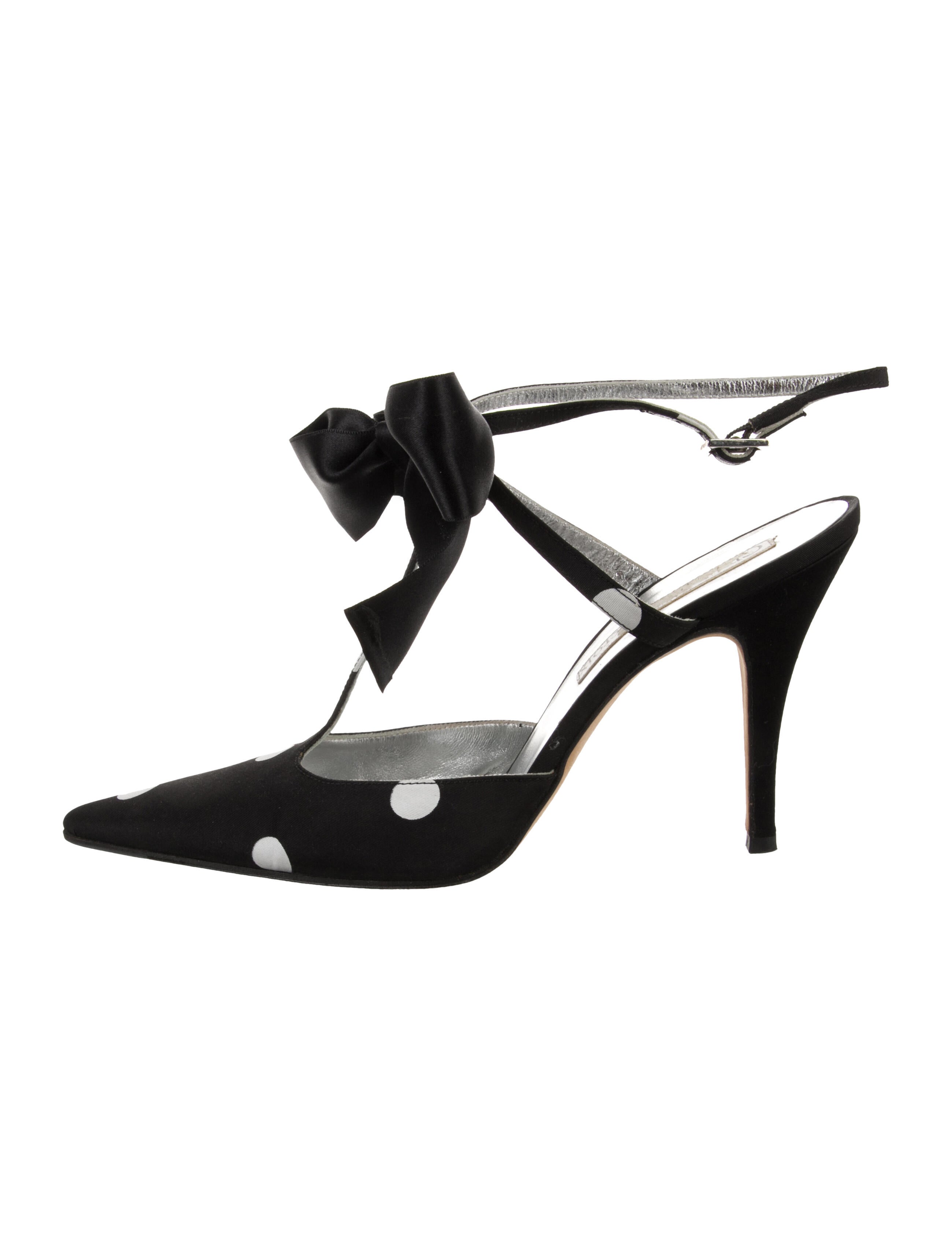 Christian Lacroix Nylon Polka Dot Print T-Strap Pumps