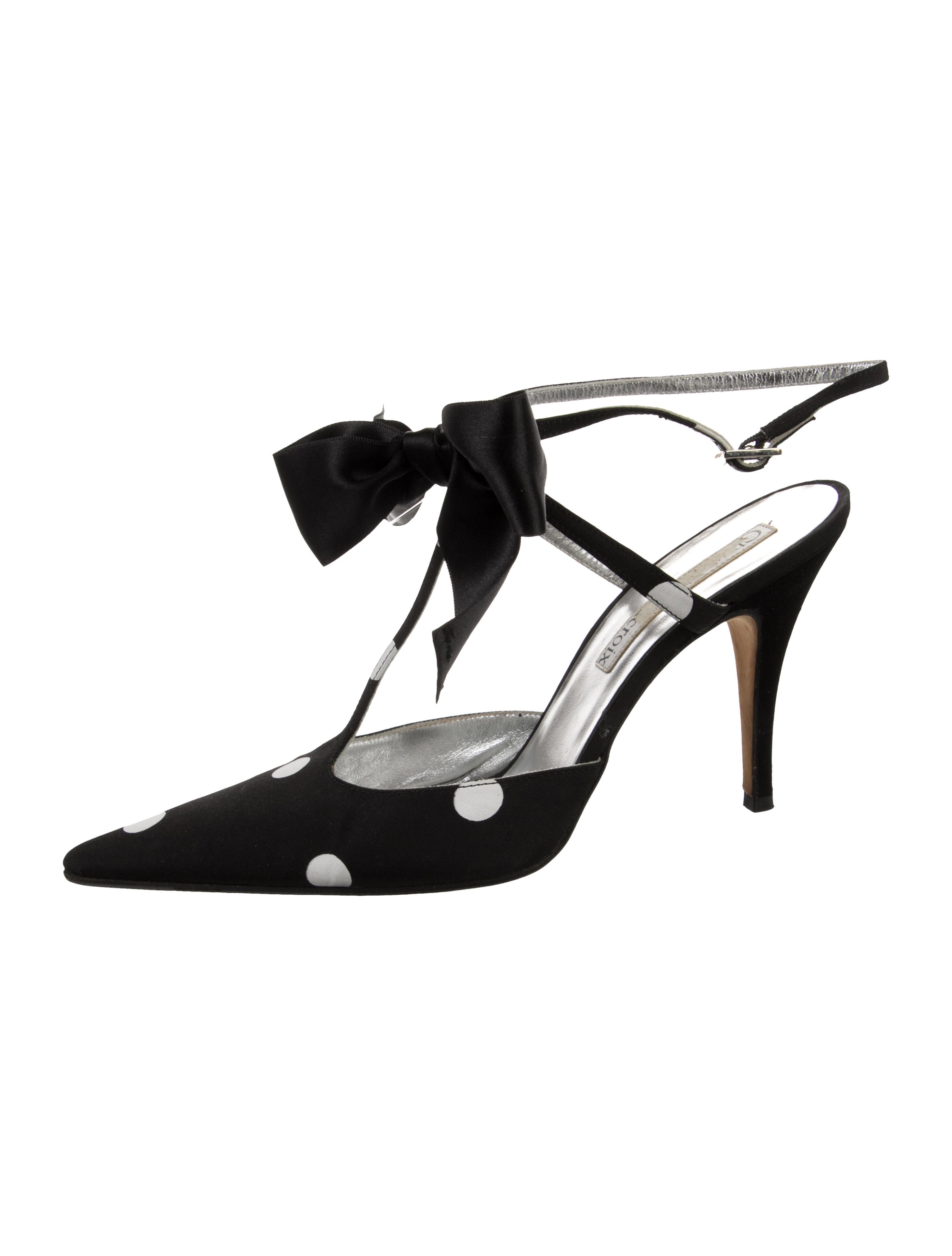 Christian Lacroix Nylon Polka Dot Print T-Strap Pumps